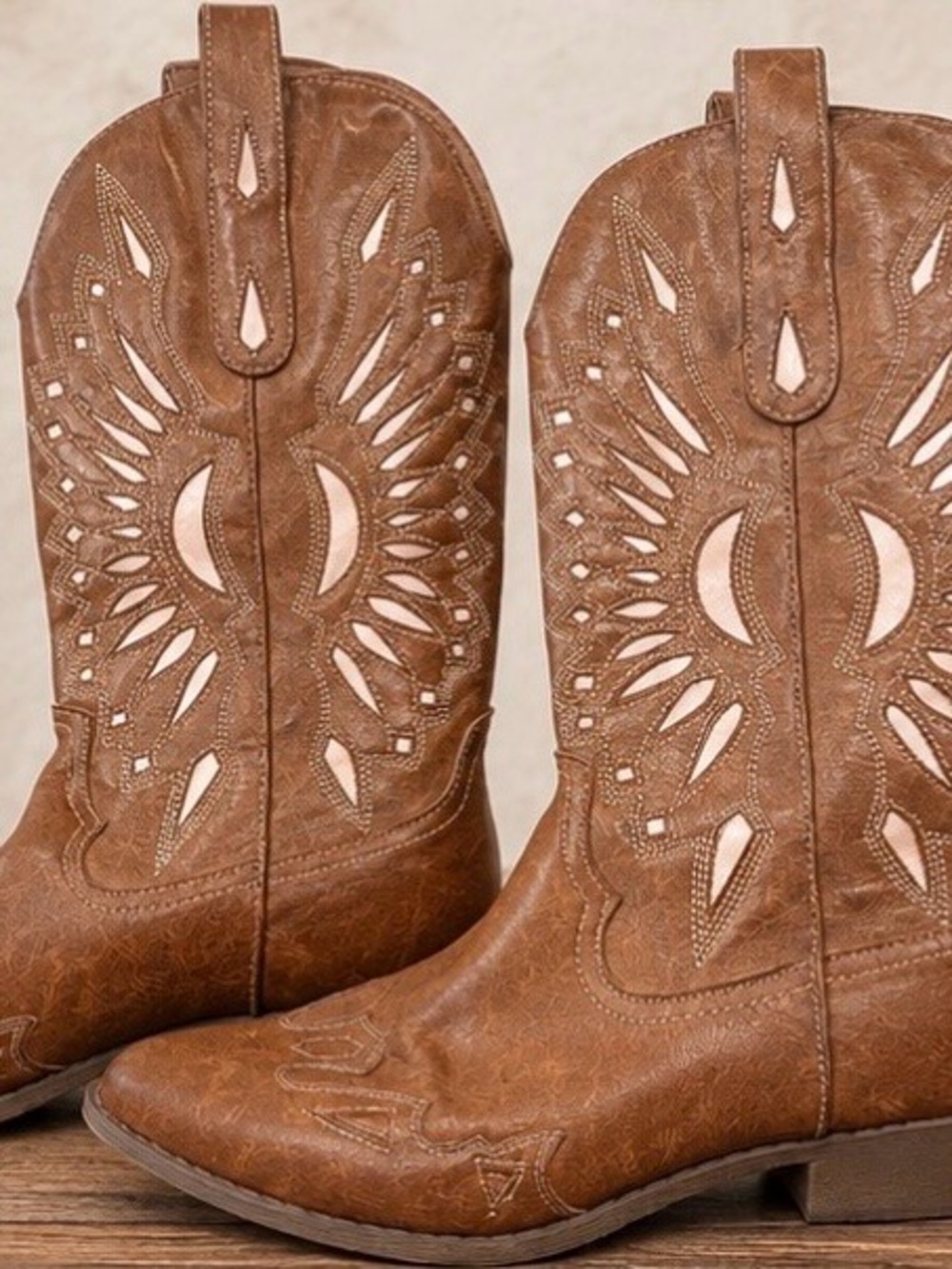 Coconuts by Matisse Tan Brown Western Cutout Heeled Boots